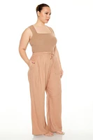 Plus Drawstring Wide-Leg Pants