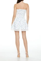 Lace-Trim Floral Mini Dress