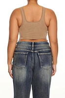 Plus Lace-Up Cropped Tank Top