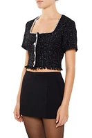 Textured Metallic Faux Gem-Trim Top