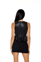 Faux Leather Peplum Crop Top