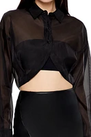 Organza Notched Cropped Shirt