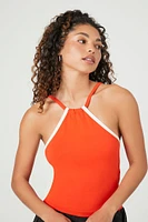 Contrast-Trim V-Strap Cami