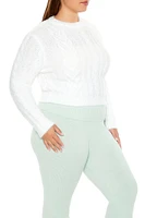 Plus Fuzzy Cable Knit Sweater