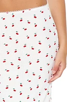 Cherry Print Slip Midi Skirt