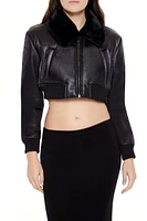 Faux Fur Cropped Bomber Jacket