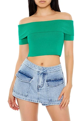 Sweater-Knit Off-the-Shoulder Crop Top