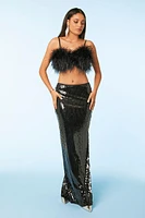 Sequin Leg-Slit Maxi Skirt