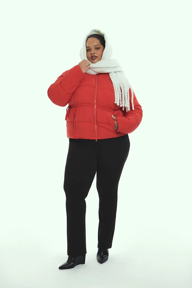 Plus Tie-Waist Puffer Jacket