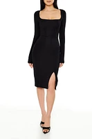 Square-Neck Bodycon Midi Dress