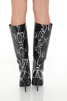 Faux Snake Knee-High Boots