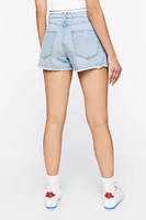 Frayed Zipper-Trim Denim Shorts