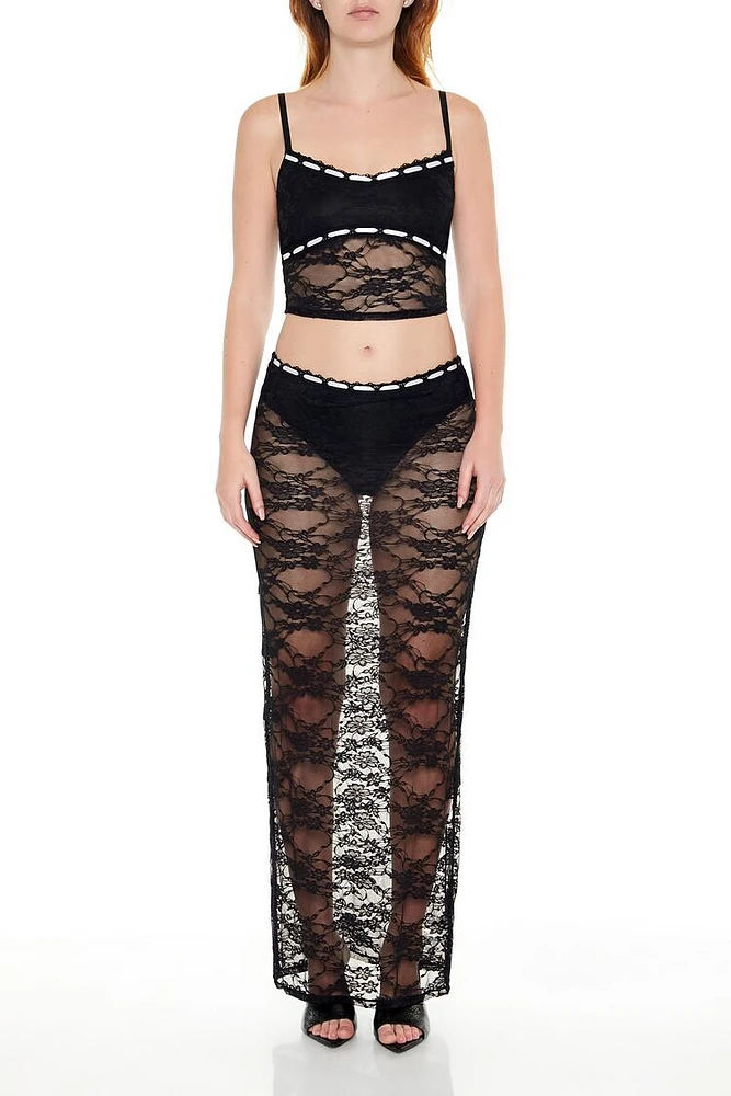 Sheer Lace Cami & Maxi Skirt Set