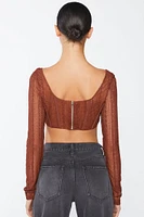 Crochet Lace Long-Sleeve Crop Top