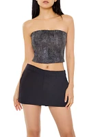 Rhinestone Faux Leather Tube Top