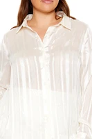 Plus Sheer Shadow-Striped Shirt