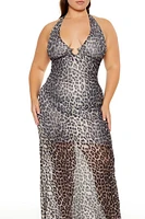 Plus Leopard Halter Maxi Dress