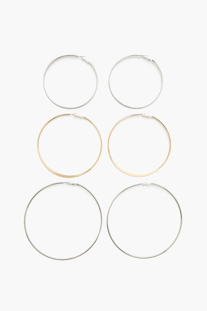 Smooth Hoop Earring Set