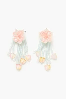 Beaded Flower Drop Earrings