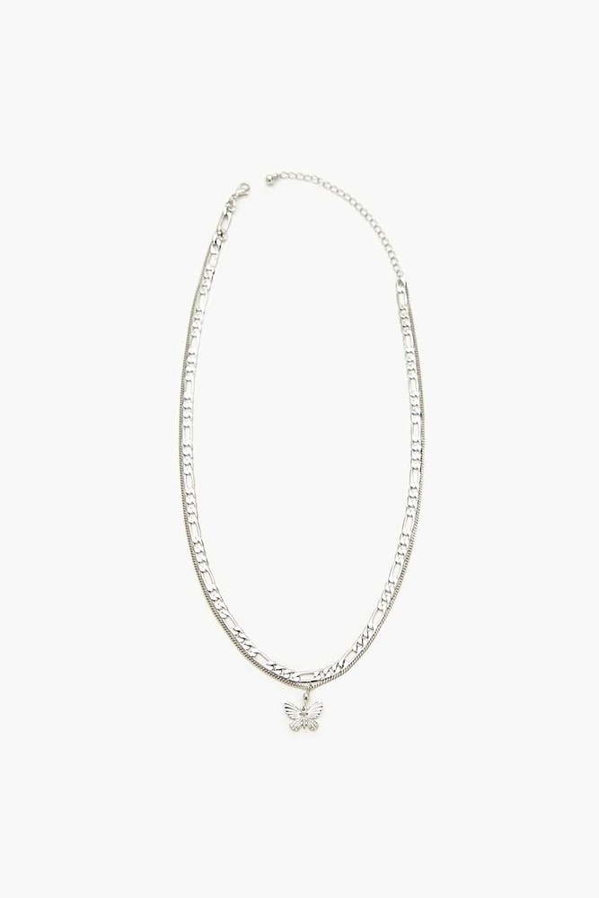 Layered Butterfly Charm Necklace