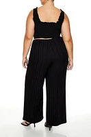 Plus Striped Wide-Leg Pants