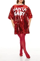 Plus Sequin Santa Baby T-Shirt Dress