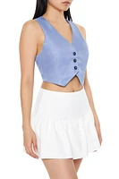 Notched Sleeveless Crop Top