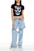 Cutout Mid-Rise Baggy Jeans