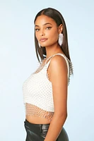 Rhinestone Mesh Crop Top