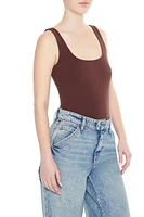 Textured V-Back Tank Bodysuit