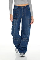 Mid-Rise Wide-Leg Cargo Jeans