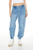 Mid-Rise Denim Cargo Joggers