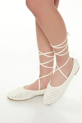 Crochet Lace-Up Ballet Flats