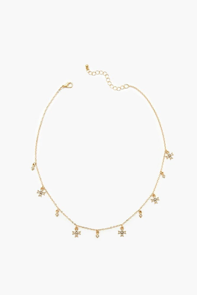 Rhinestone Cross Charm Necklace