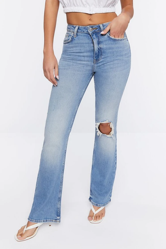 Hemp 10% Distressed Flare Jeans