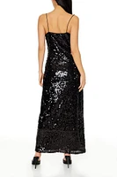 Sequin Rosette Maxi Dress