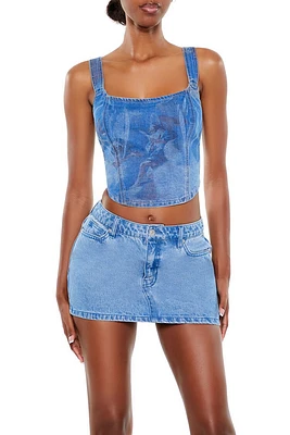 Angel Denim Bustier Crop Top