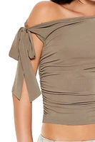 Ruched One-Shoulder Crop Top