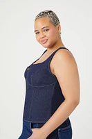 Plus Denim Bustier Top