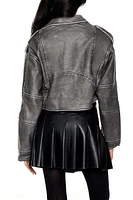 Faux Leather Cropped Moto Jacket