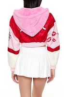 Hooded Bunny Patch Varsity Jacket