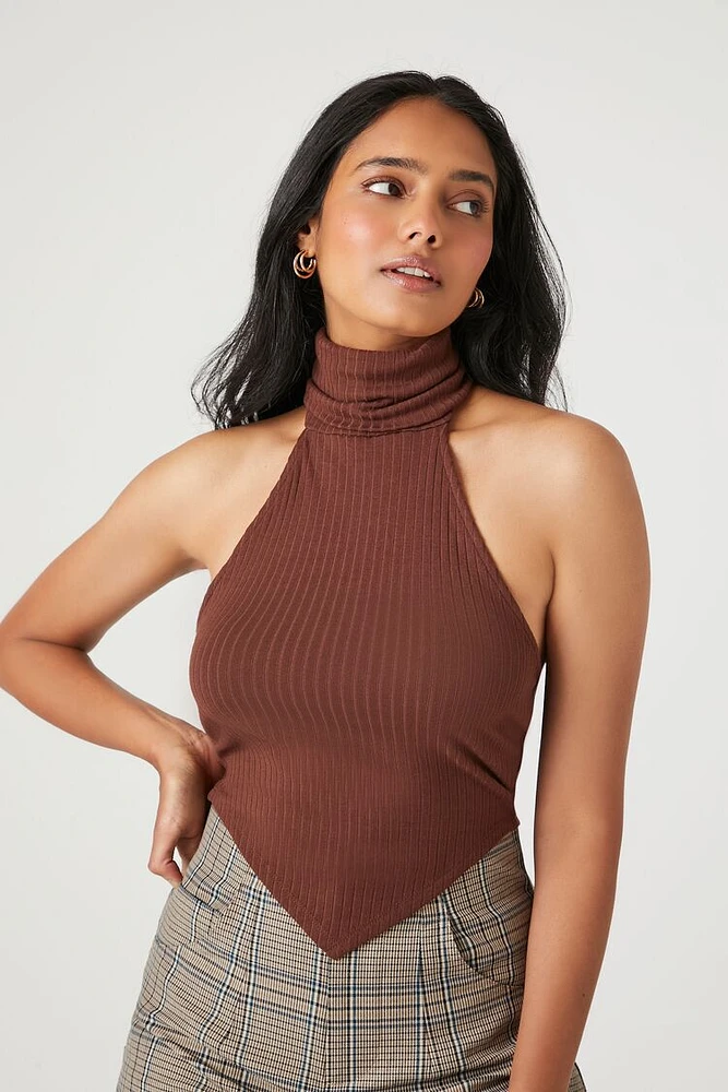 Turtleneck Halter V-Hem Top