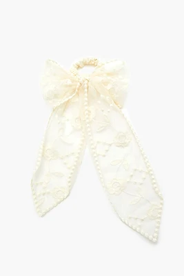 Floral Mesh Bow Hair Tie