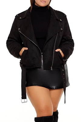 Plus Faux Suede Moto Jacket