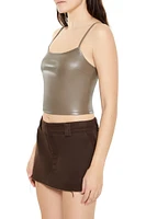 Faux Leather Cropped Cami