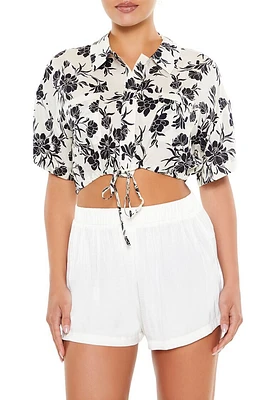 Floral Print Cropped Shirt