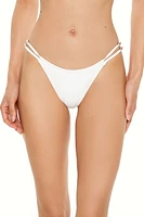 Double Side-Bar Ruched String Bikini Bottoms