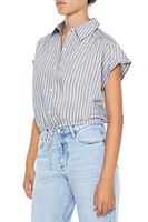 Pinstriped Cap-Sleeve Shirt