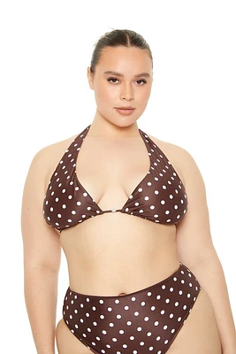 Plus Polka Dot Halter Bikini Top