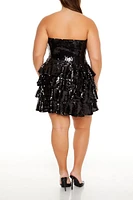 Plus Sequin Ruffle Mini Dress